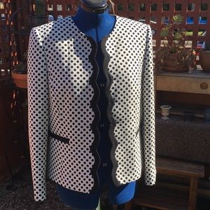 Tahari Black & White Polka Dot Jacket Size 16